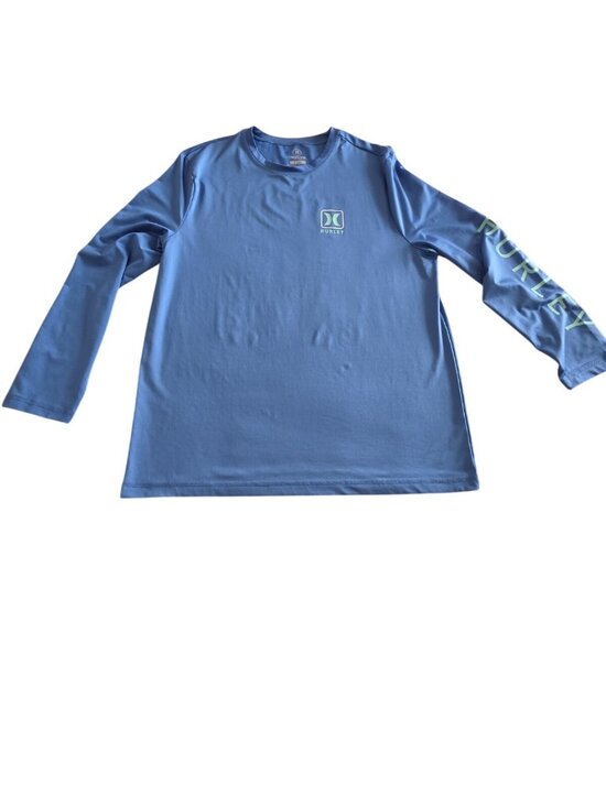 Hurley Other - Hurley Men's Blue Long Sleeve Crew Neck Stretch T-Shirt Logo L Poly Blend